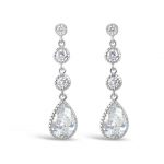 crystal wedding earring with two rounds and a teardrop drop