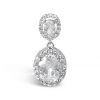 Oval two drop crystal wedding earrings in silver
