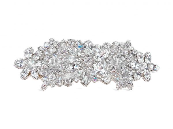 Handbeaded crystal bridal applique