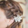 Ivory flower comb in plaited hair