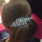 Crystal and pearl vine comb on an updo