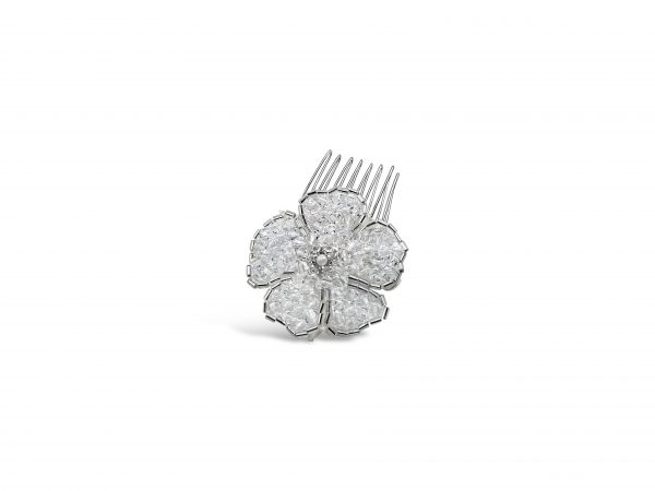 crystal hand beaded bridal flower comb
