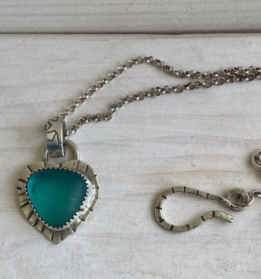 Nearly a heart sea glass pendant
