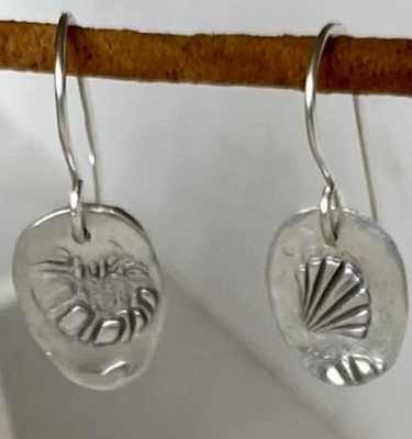 Sea shell silver earrings